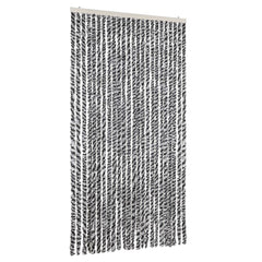 vidaXL Fly Curtain Grey and Black and White 100x230 cm Chenille 2