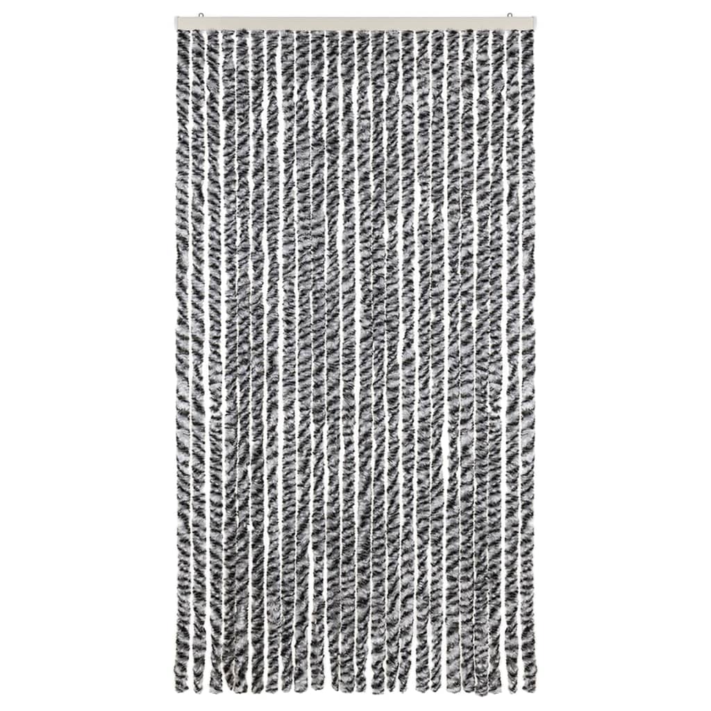 vidaXL Fly Curtain Grey and Black and White 100x230 cm Chenille 3