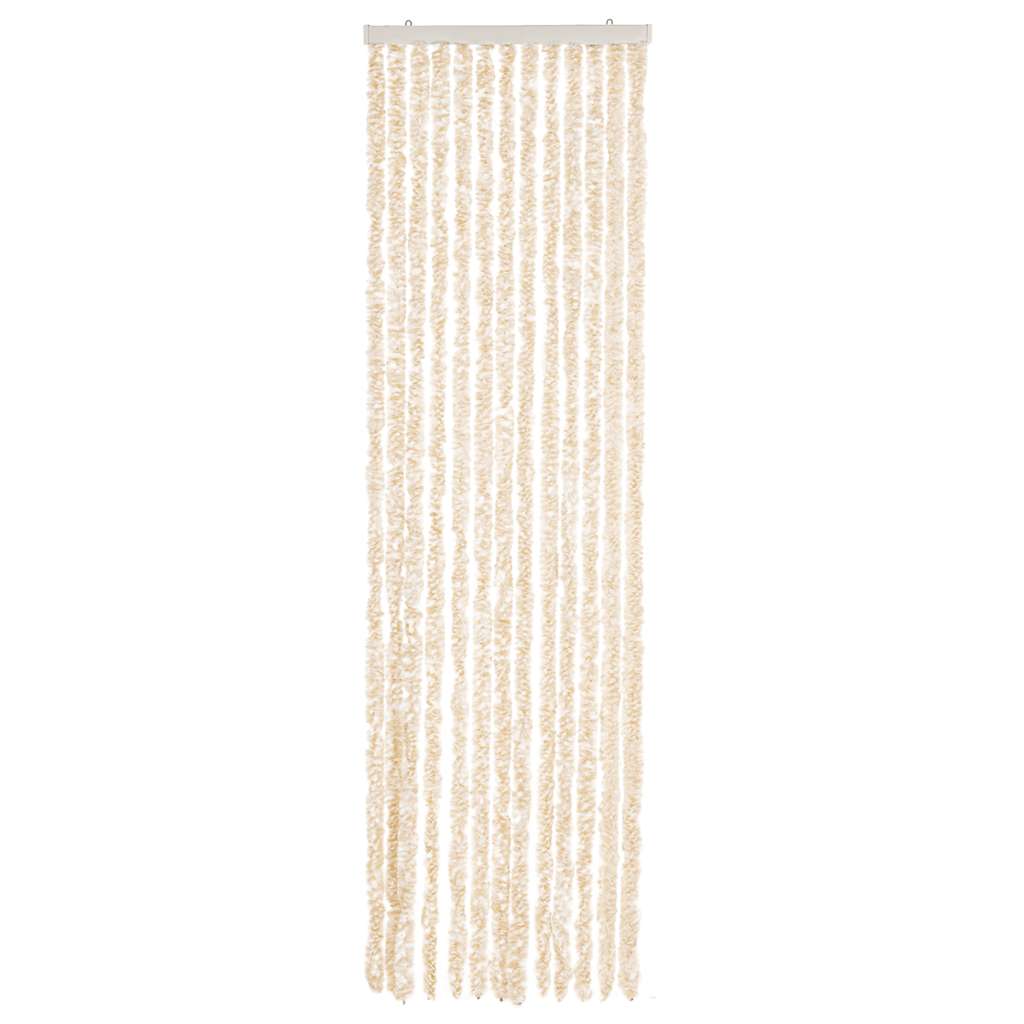 vidaXL Fly Curtain Beige and White 56x200 cm Chenille 3