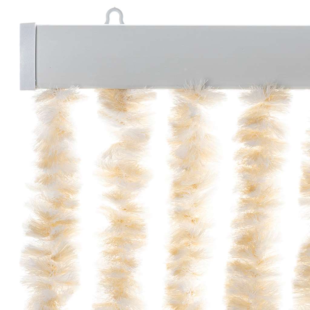 vidaXL Fly Curtain Beige and White 56x200 cm Chenille 4