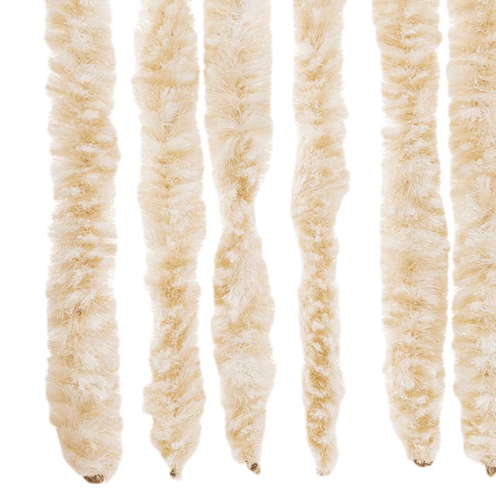 vidaXL Fly Curtain Beige and White 56x200 cm Chenille 5