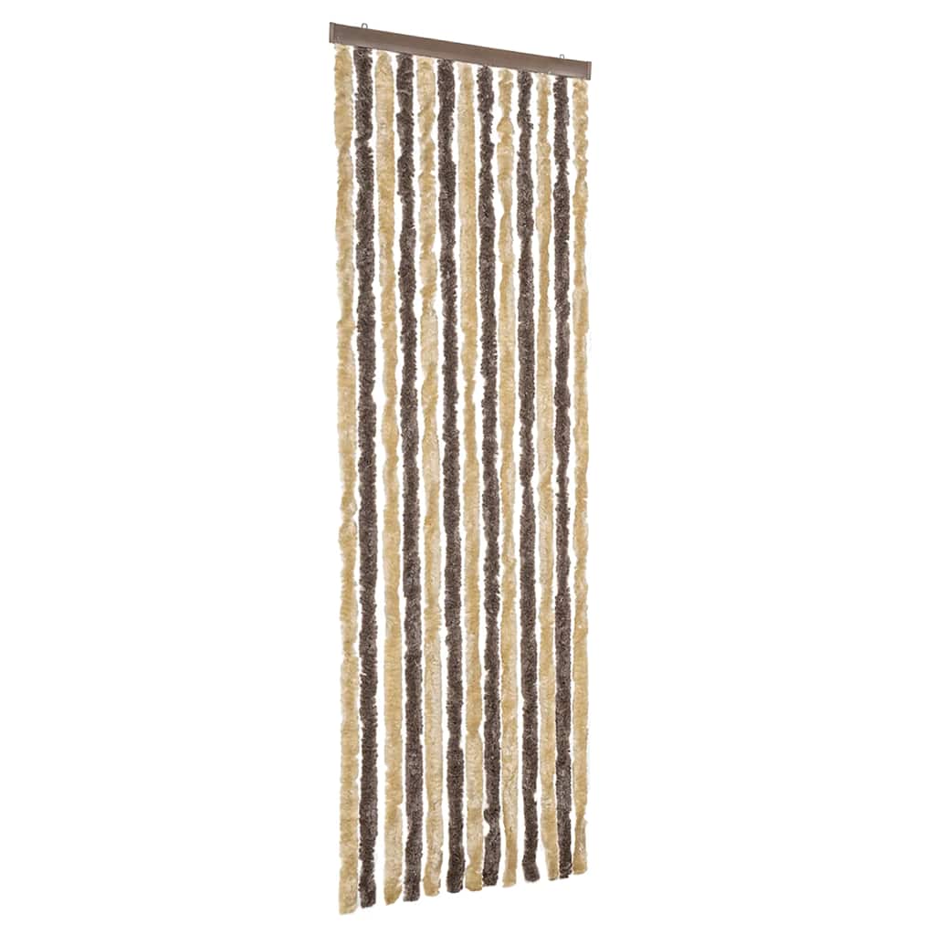 vidaXL Fly Curtain Dark Brown and Beige 56x200 cm Chenille 2