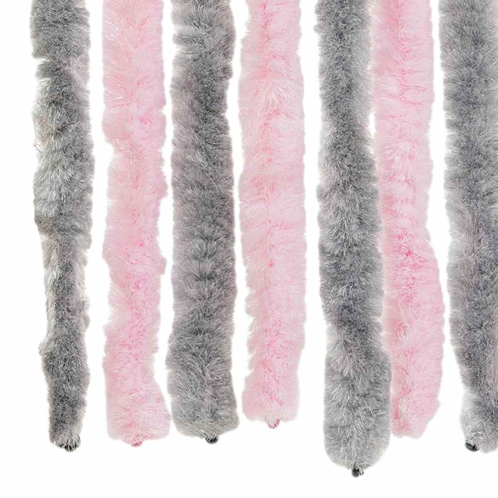 vidaXL Fly Curtain Silver Grey and Pink 56x185 cm Chenille 6