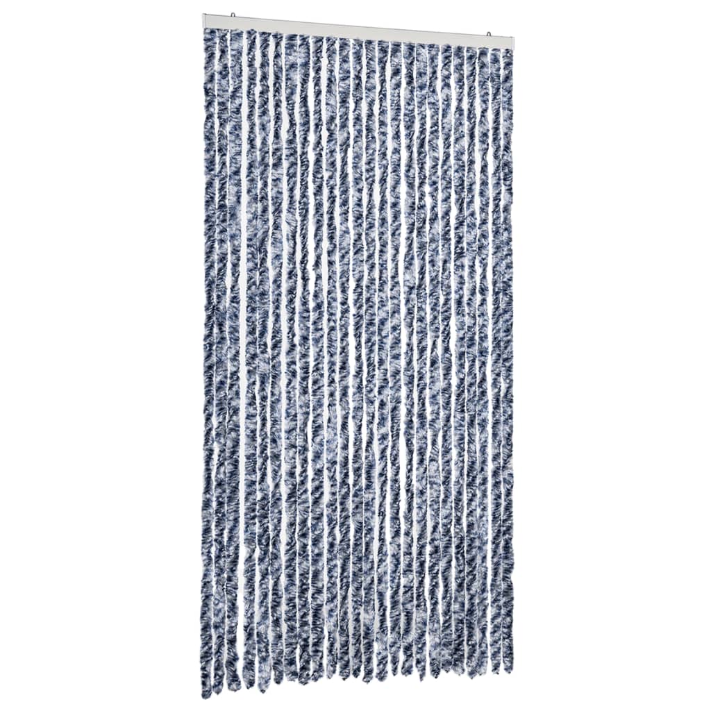 vidaXL Fly Curtain Blue and White 100x200 cm Chenille 2