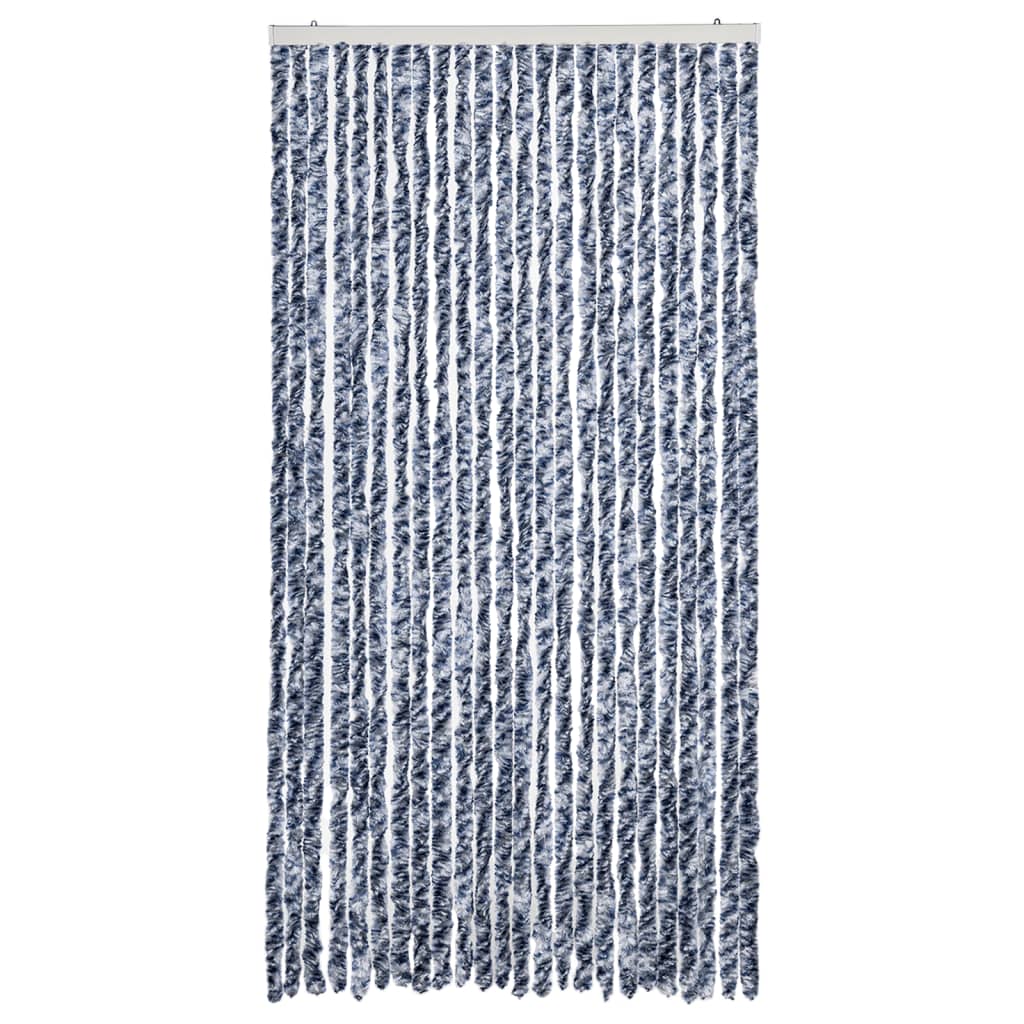 vidaXL Fly Curtain Blue and White 100x200 cm Chenille 3