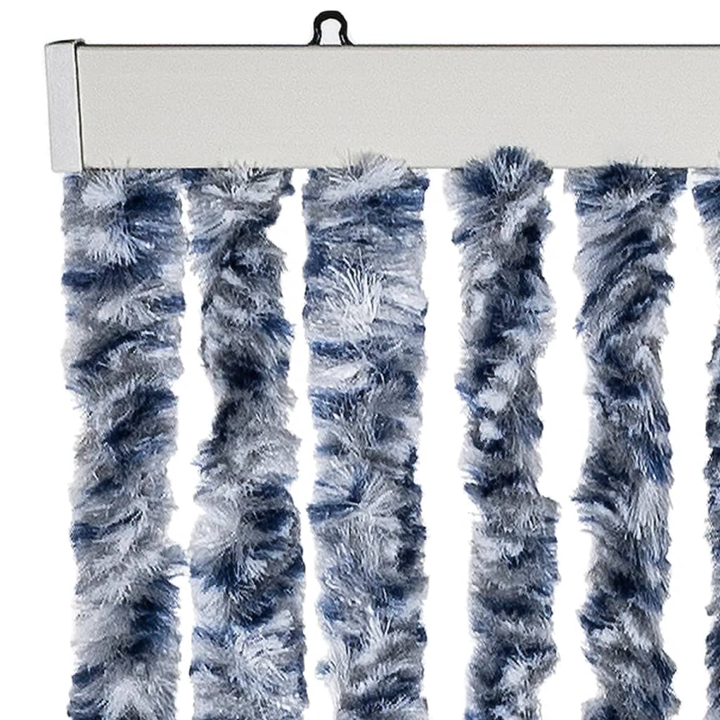 vidaXL Fly Curtain Blue and White 100x200 cm Chenille 4