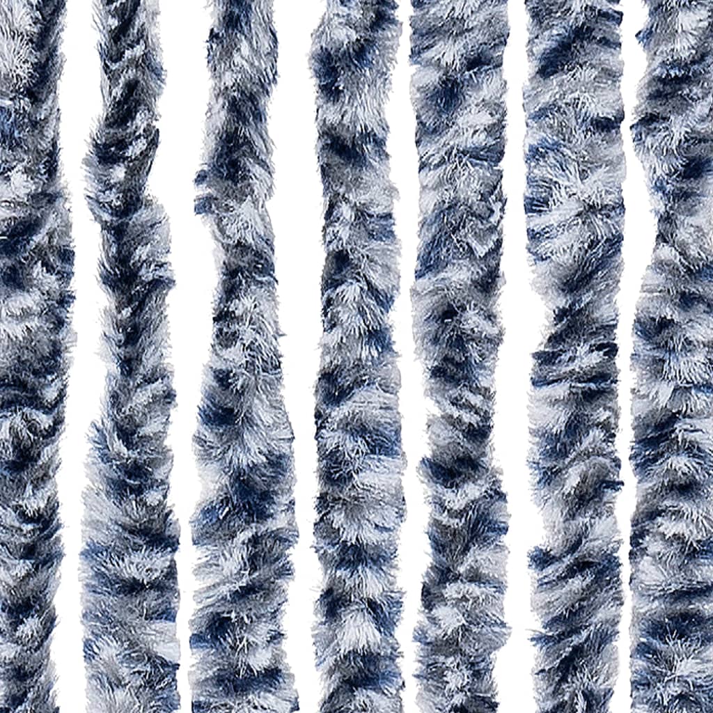 vidaXL Fly Curtain Blue and White 100x200 cm Chenille 5