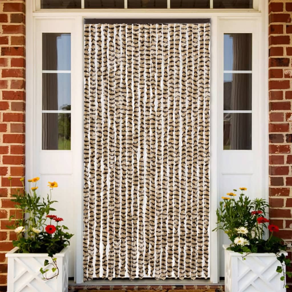 Fly Curtain 90x200 cm Chenille Beige and brown