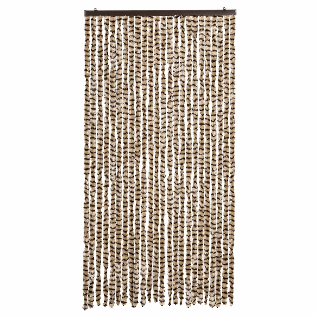 vidaXL Fly Curtain Beige and Brown 100x200 cm Chenille 3