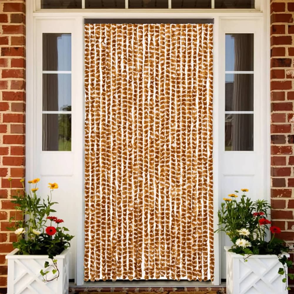 Fly Curtain 100x200 cm Chenille Ochre and white