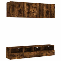 vidaXL 5 Piece TV Wall Units Smoked Oak Engineered Wood 2