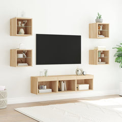 vidaXL 7 Piece TV Wall Units with LED Sonoma Oak Engineered Wood 3