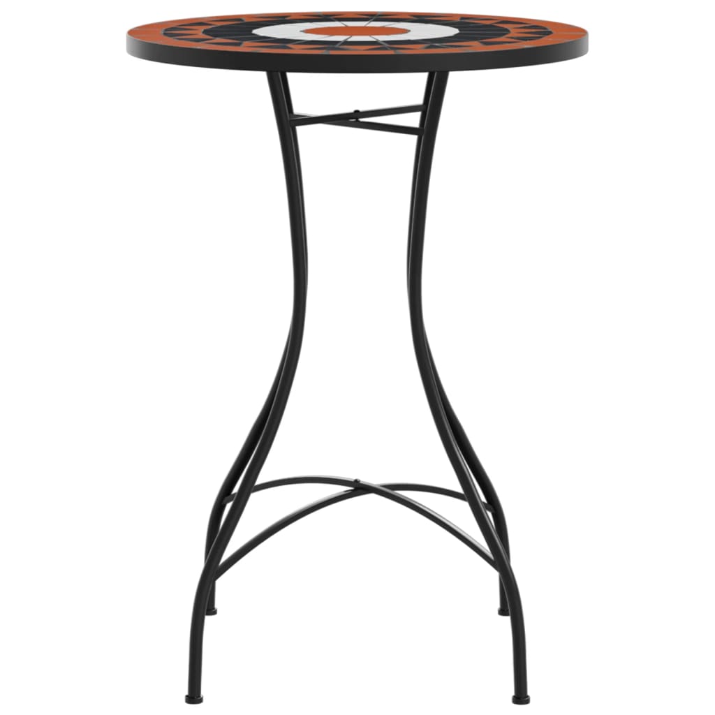 vidaXL Mosaic Bistro Table Terracotta and White Ø50x70 cm Ceramic 5