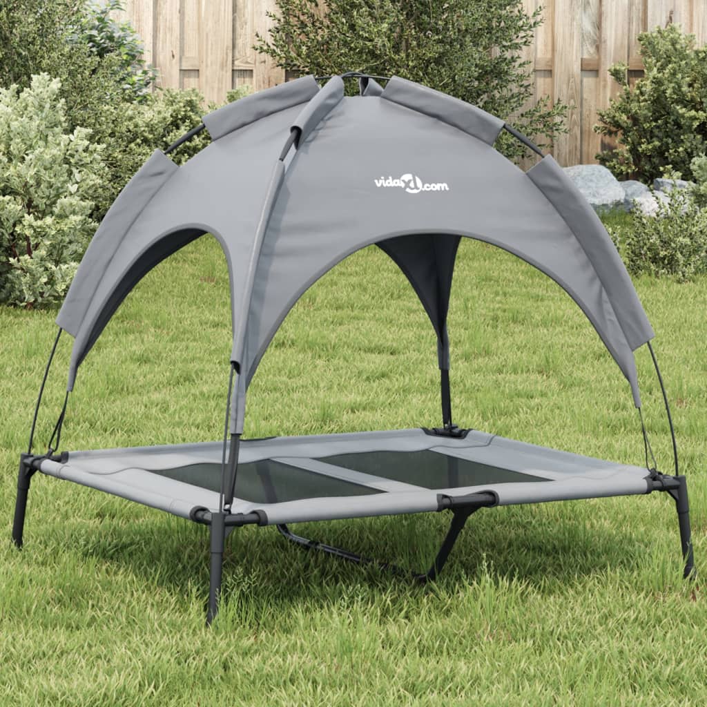 vidaXL Dog Bed with Canopy Anthracite Oxford Fabric and Steel 1