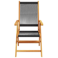 Reclining Folding Chairs Solid Wood Acacia Black 2
