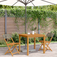Folding Chairs Poly Rattan and Solid Wood Grey 2