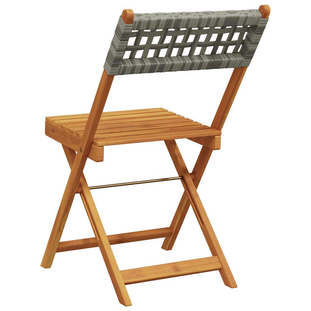 Folding Chairs Poly Rattan and Solid Wood Grey 2
