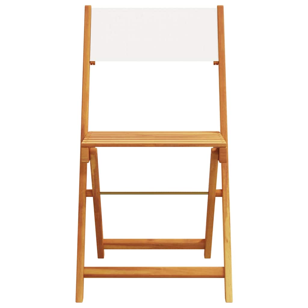 vidaXL Folding Chairs 2 pcs Cream White Solid Wood Acacia and Fabric 5