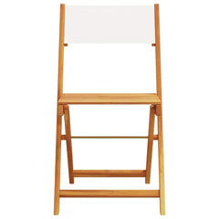 vidaXL Folding Chairs 2 pcs Cream White Solid Wood Acacia and Fabric 5