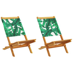 vidaXL Garden Chairs 2 pcs Leaf Pattern Solid Wood Acacia and Fabric 2