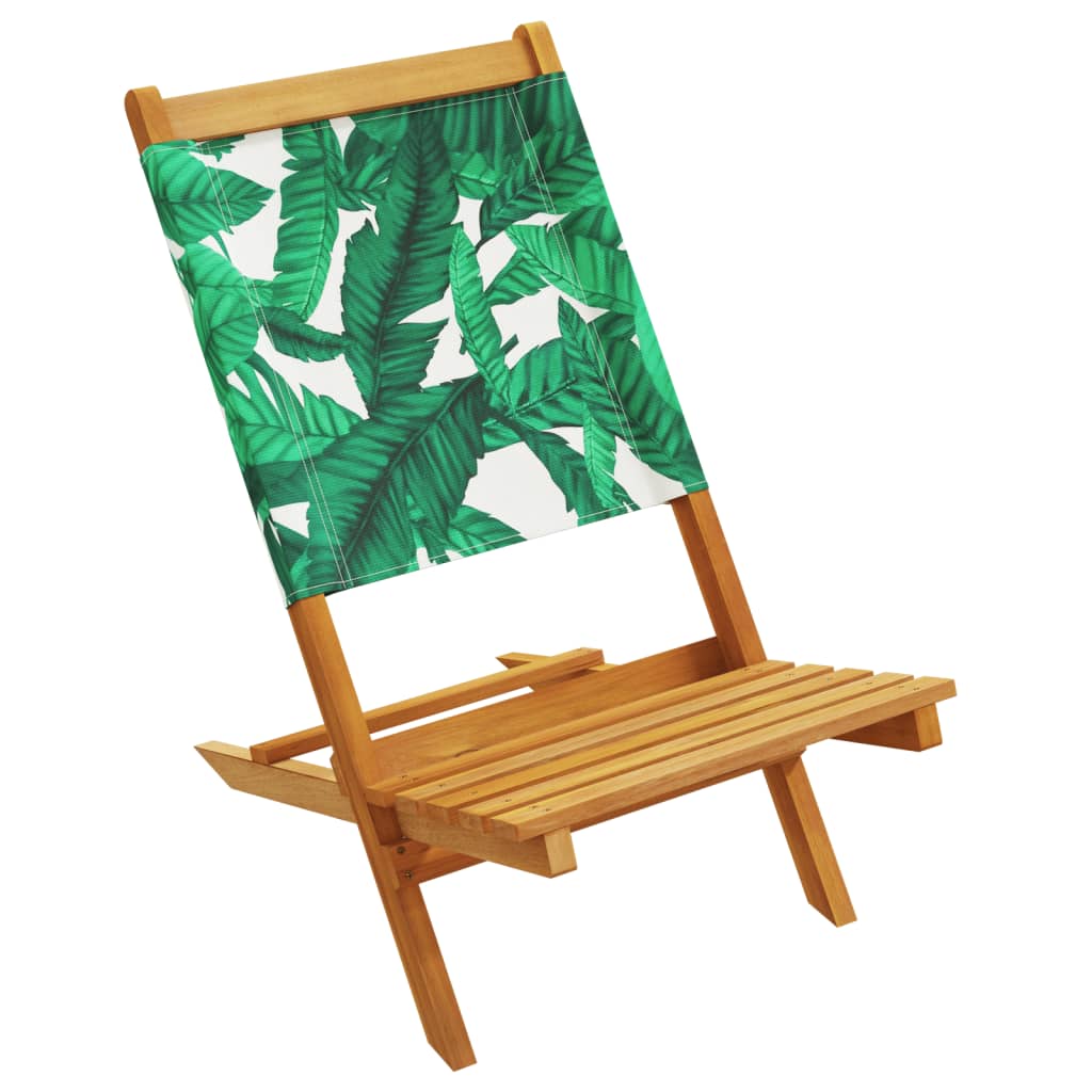 vidaXL Garden Chairs 2 pcs Leaf Pattern Solid Wood Acacia and Fabric 4