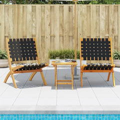 Folding Chairs 2 pcs Solid Wood Black Without table