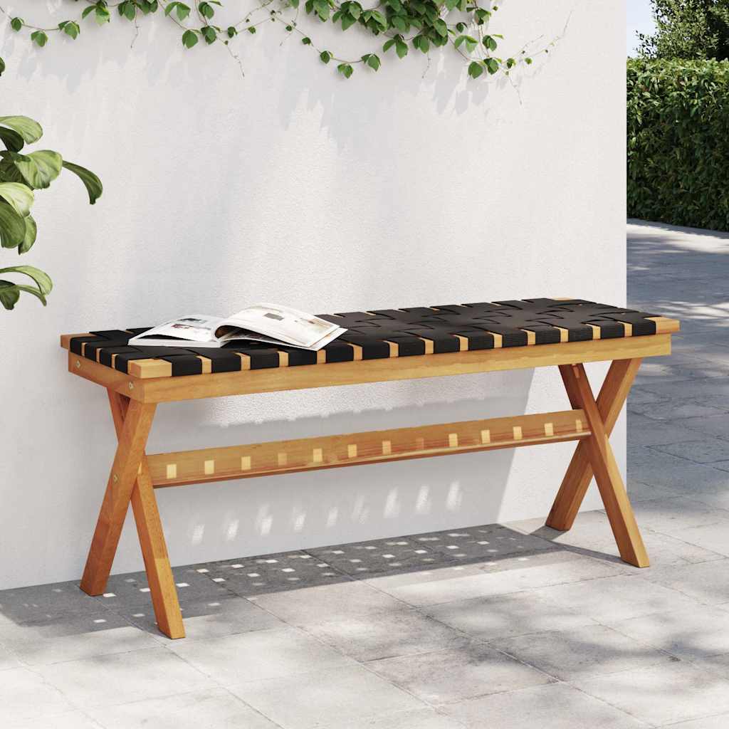 Garden Bench Solid Wood Acacia and Fabric Black 2
