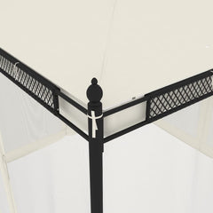Gazebo with Mesh Walls 2.93x2.93 m Steel Cream