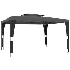 Gazebo with Double Roof Steel Anthracite 3.98 x 2.98 m