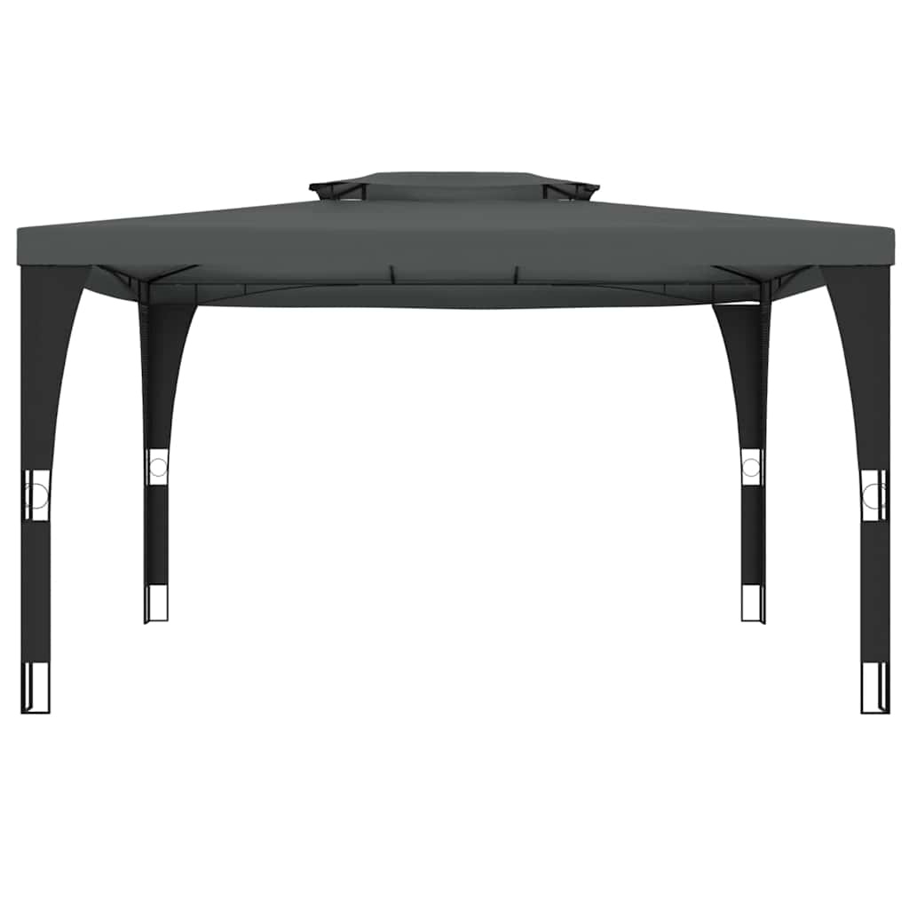Gazebo with Double Roof Steel Anthracite 3.98 x 2.98 m