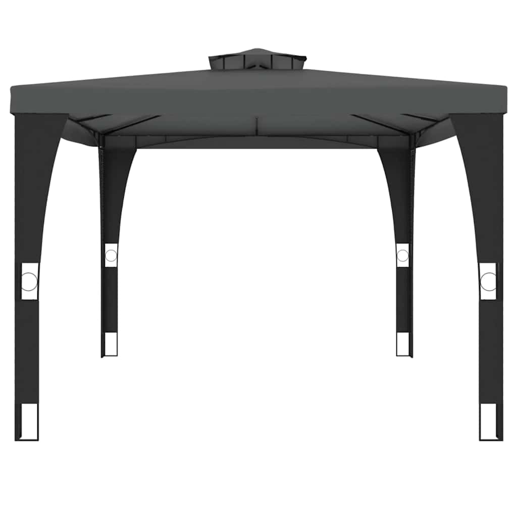 Gazebo with Double Roof Steel Anthracite 3.98 x 2.98 m