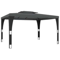 Gazebo with Double Roof Steel Anthracite 3.98 x 2.98 m
