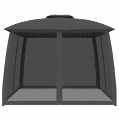 Gazebo with Double Roof and Mesh Walls Steel Anthracite 2.93 x 2.93 m
