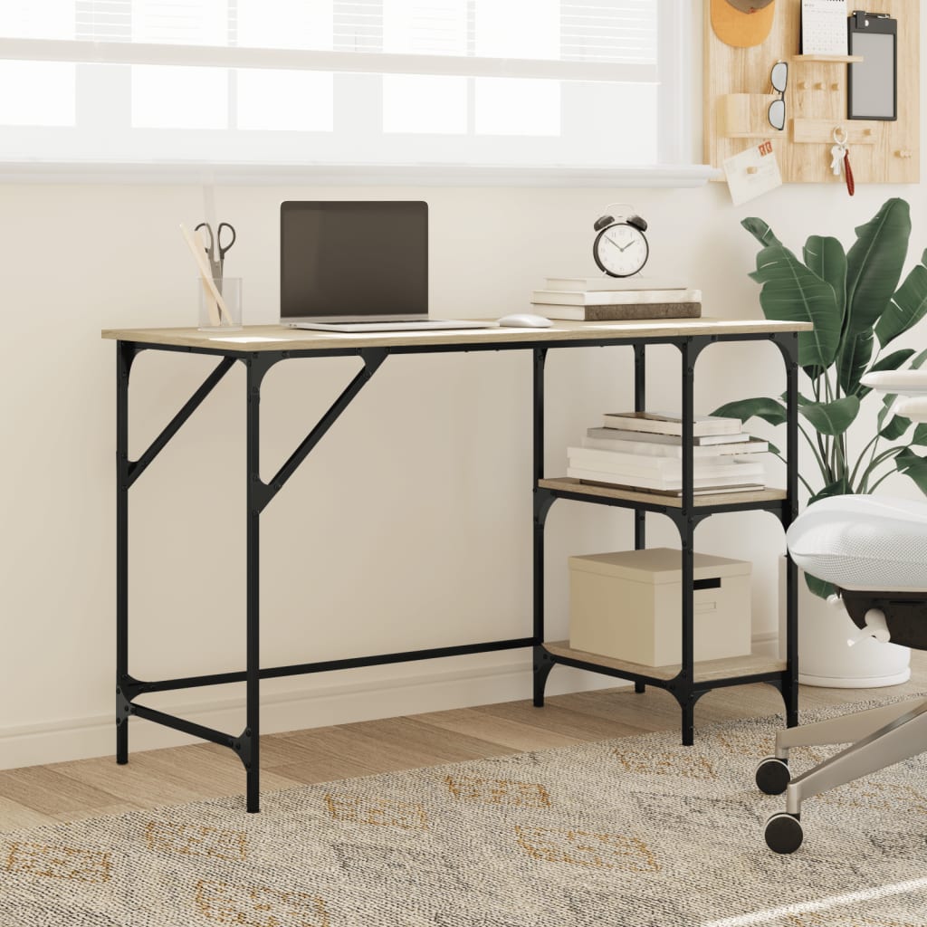 vidaXL Desk Sonoma Oak 120x50x75 cm Metal and Engineered Wood 3