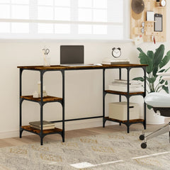 Desk 140x50x75 cm Metal and Engineered Wood Smoked oak