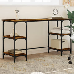 Desk 140x50x75 cm Metal and Engineered Wood Smoked oak