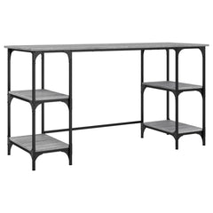 vidaXL Desk Grey Sonoma 140x50x75 cm Metal and Engineered Wood 2