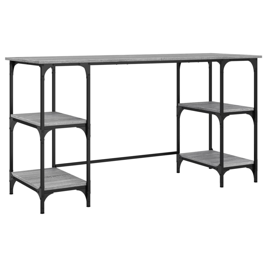Desk 140x50x75 cm Metal and Engineered Wood Grey sonoma