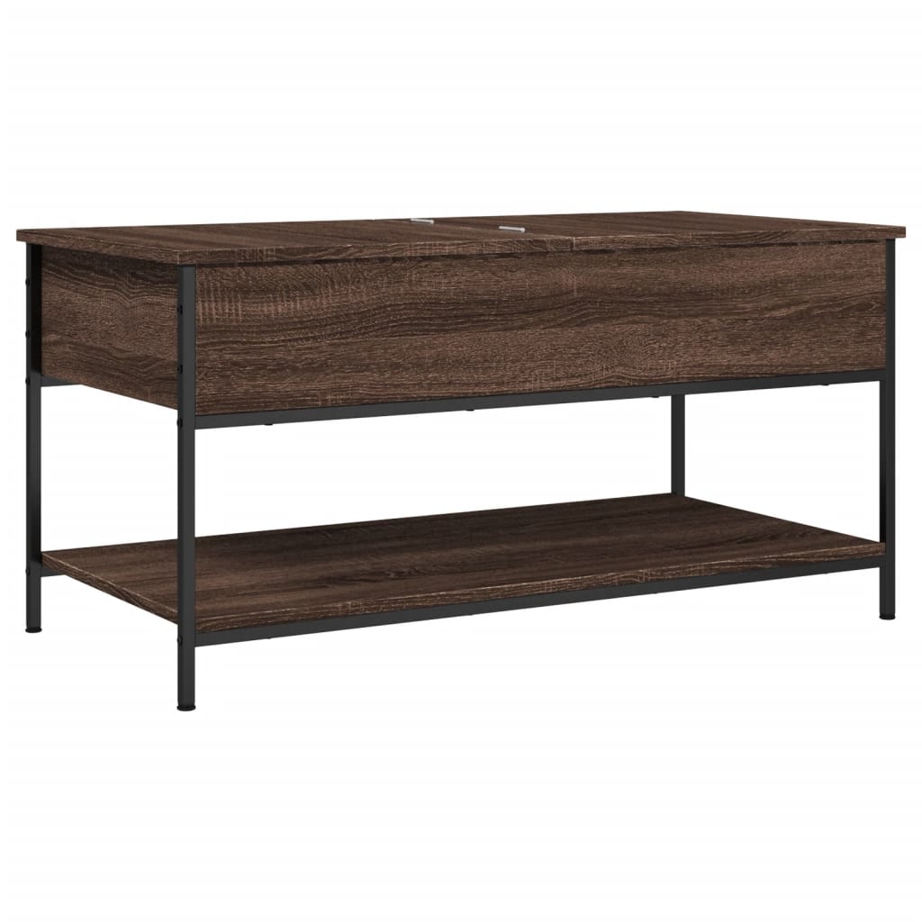vidaXL Coffee Table Brown Oak 100x50x50 cm Engineered Wood and Metal 2