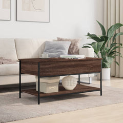 vidaXL Coffee Table Brown Oak 100x50x50 cm Engineered Wood and Metal 3