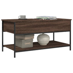 vidaXL Coffee Table Brown Oak 100x50x50 cm Engineered Wood and Metal 4