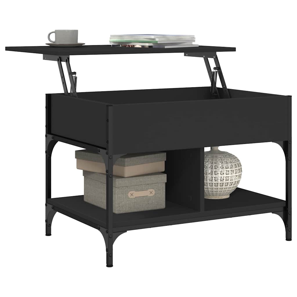 vidaXL Coffee Table Black 70x50x50 cm Engineered Wood and Metal 4