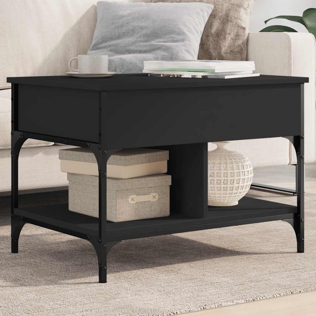 vidaXL Coffee Table Black 70x50x50 cm Engineered Wood and Metal 1