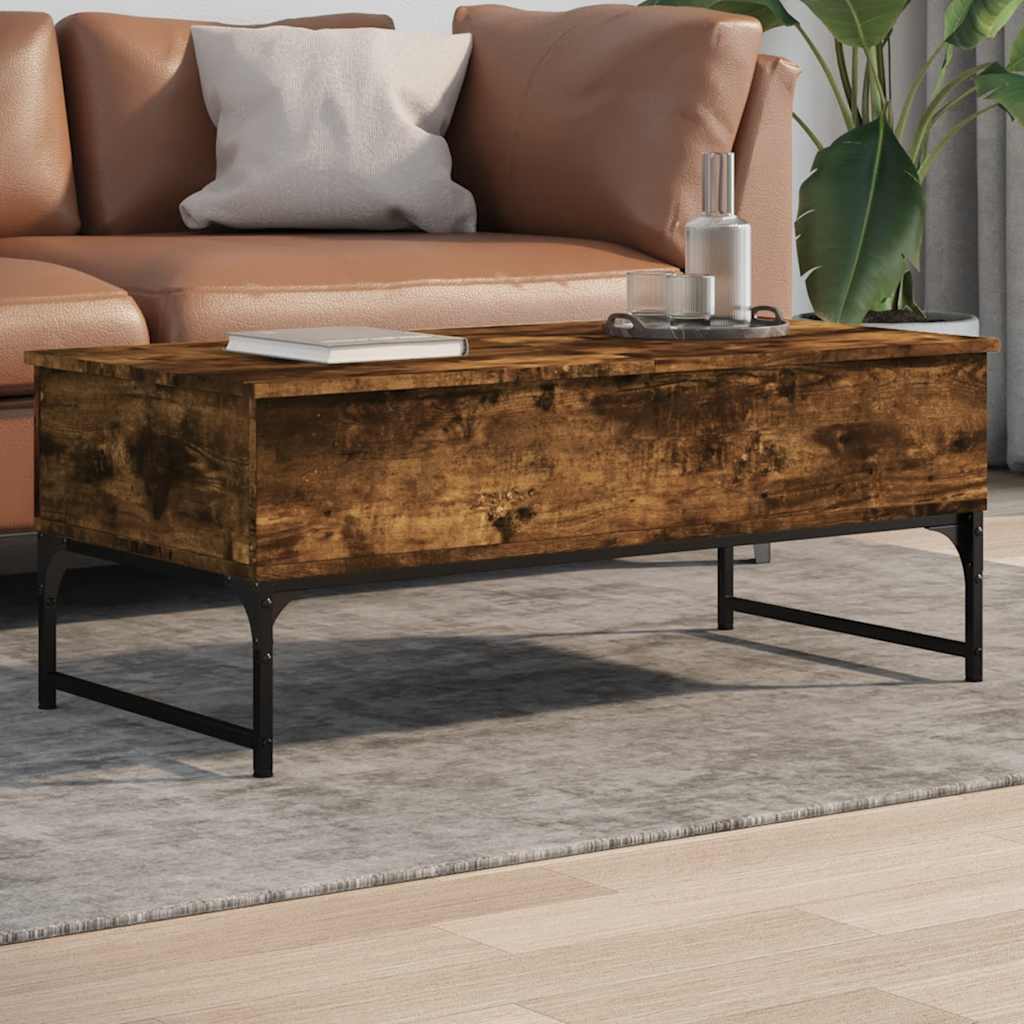 vidaXL Coffee Table Smoked Oak 100x50x40 cm Engineered Wood and Metal 1