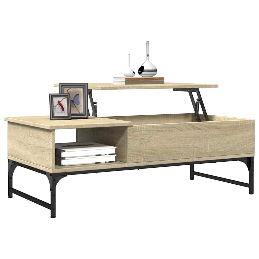 vidaXL Coffee Table Sonoma Oak 100x50x35 cm Engineered Wood and Metal 4