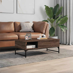 vidaXL Coffee Table Brown Oak 100x50x35 cm Engineered Wood and Metal 3