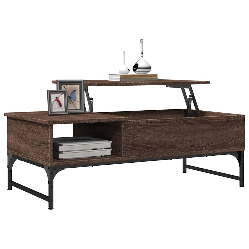 vidaXL Coffee Table Brown Oak 100x50x35 cm Engineered Wood and Metal 4