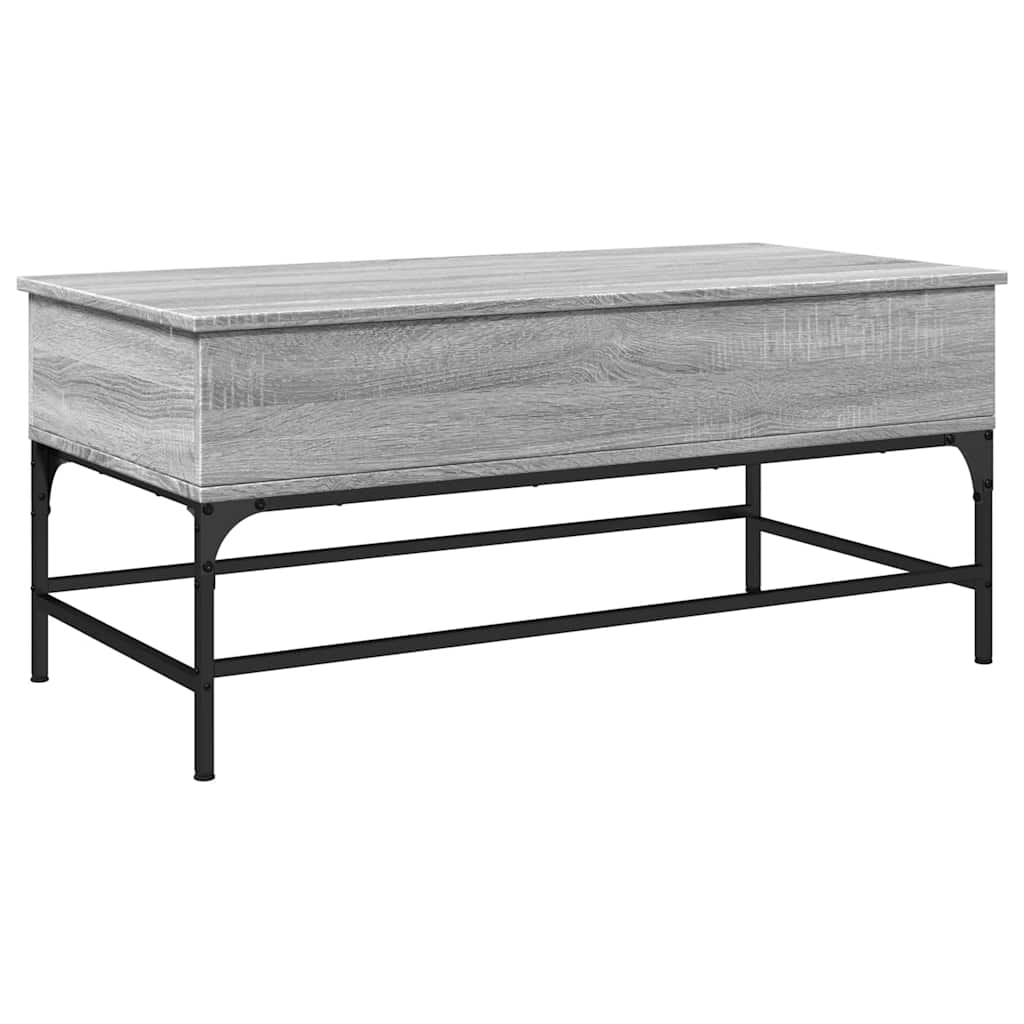 vidaXL Coffee Table Grey Sonoma 100x50x45 cm Engineered Wood and Metal 2