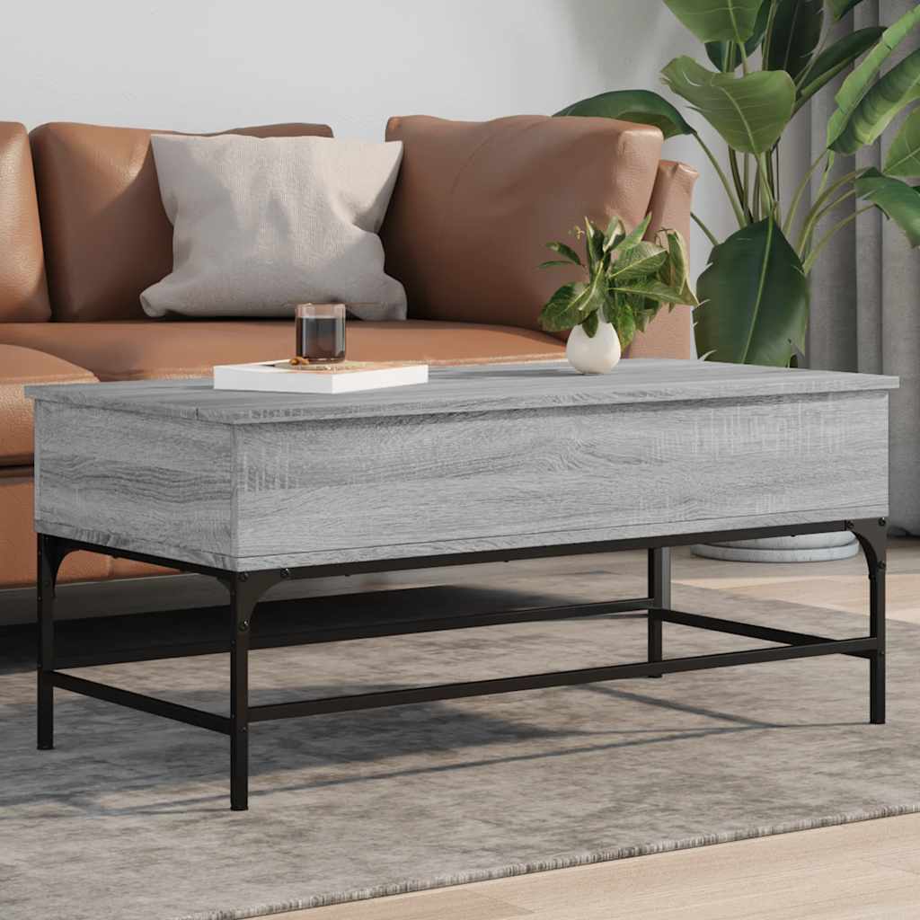 vidaXL Coffee Table Grey Sonoma 100x50x45 cm Engineered Wood and Metal 1