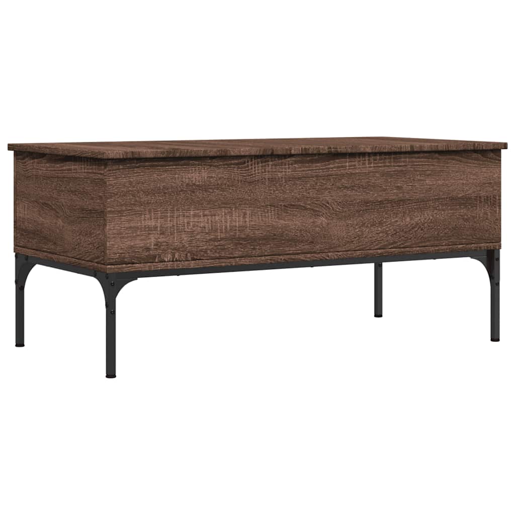 vidaXL Coffee Table Brown Oak 100x50x45 cm Engineered Wood and Metal 2